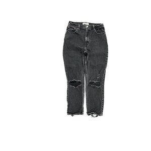 Abercrombie & Fitch Ankle Straight High Rise Distressed Women size 4 Black Jeans